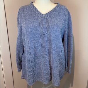 White Stag Woman Plus Size 22W/24W Sweater Perfect Peri Purple Blue Metallic V-N